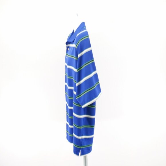 DAMAGED‎ Bolle Golf Tech Blue Green Striped Large Polo Shirt Short Sleeve - Picture 4 of 9